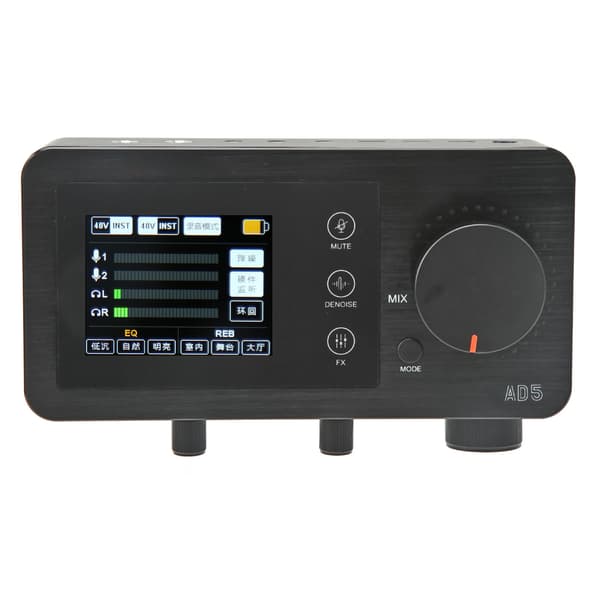 AD5 Audio Interface Lydkort Multifunktion Dobbelt XLR 6,35 mm med LCD-skærm Professionelt Lydkort til Live