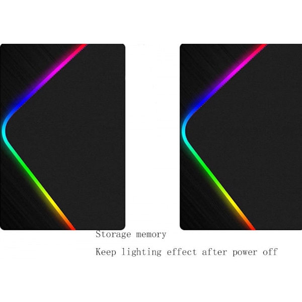 RGB Gaming Mouse Pad, 14 Grupper Belysningstil LED Lysende Musemåtte, Strømafbrydelse Hukommelsesfunktion, Skridsikker Gummibase og Vandtæt