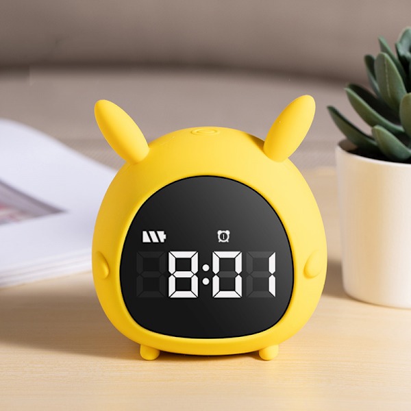 Barnväckarklocka, digital väckarklocka för småbarn med snooze och nattlampa, lämplig för pojkar och flickors sovrum -Gul