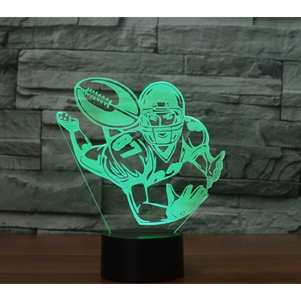 WJ 3D Rugby Fjärrkontroll 16 Färger Nattljus Illusion Akryl LED Bordsängslampa Barn Sovrum Skrivbordsdekor Födelsedagspresenter Leksak för Barn