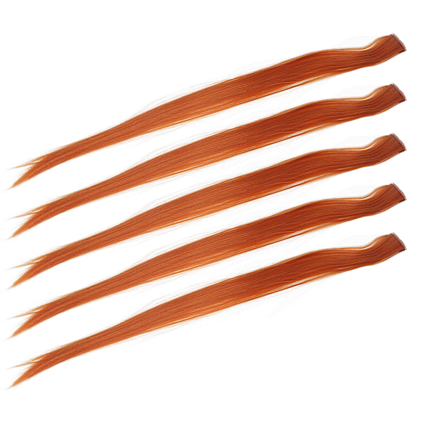 5 kpl Clip-in hiuslisäkkeet Värillinen Suora Hiusten Pidennykset Clip-in Hiusten Pidennykset Juhliin Cosplay Orange