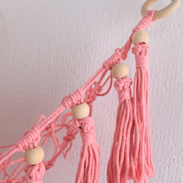 Oppbevaringsnett for utstoppede dyr, leketøy oppbevaringsnett hengekøye arrangørnett, barnehage møbler Boho plysjnett Makrame for soverom lekerom-rosa