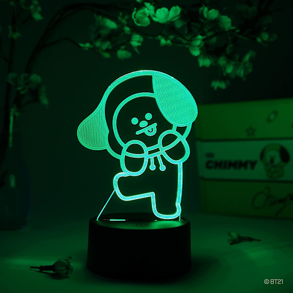 CHIMMY LED-lampa – BT21 – Lampfigur nattlampa, 16 färger RGB LED – Fjärrkontroll, 3D-rumsdekor present till UNISTARS