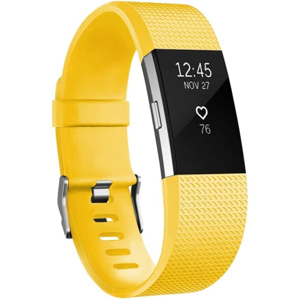 Smart watch, bytesrem för armbandsrem kompatibel med Fitbit charge 2, klassiska och speciella justerbara sportarmband (Lemon Yellow-S)