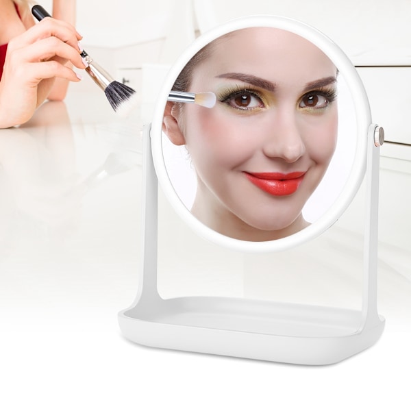 Roterbar LED Makeup Lys Spejl Bordplade Touch Screen Kosmetisk Opbevaringsspejl (Hvid)