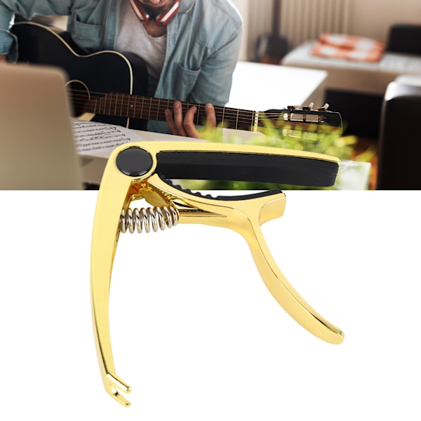 Gitar Capo Metall Justerbar Fjærspenning Capo for Akustisk Elektrisk Ukulele Bass Gull