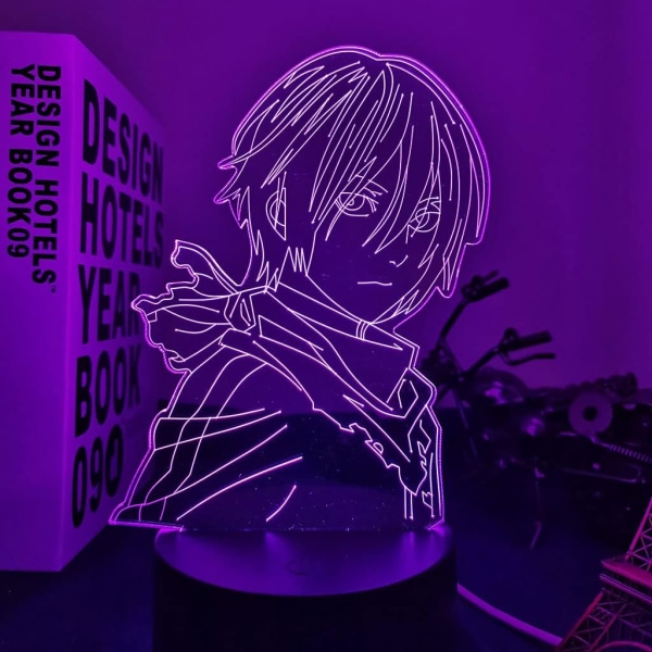 3D Illusion Lampe Nattlys LED Figur Noragami Yato led lampe, Anime Noragami Yato Figur 716 Farger LED Touch Bordlampe-16 Farger Med Fjernkontroll Attack on Titan-C