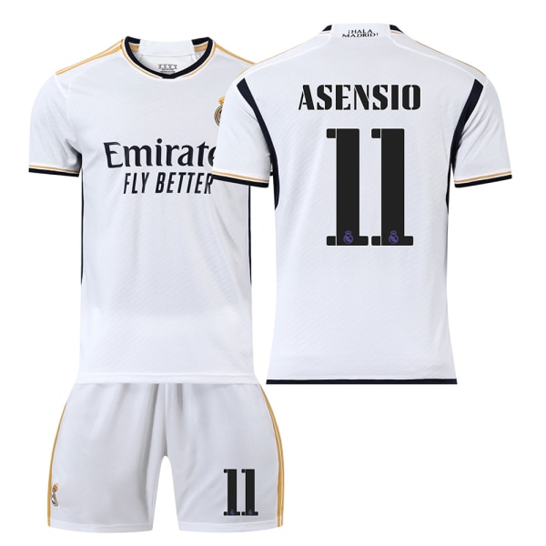 23/24 Real Madrid Hjemmefodboldtrøjesæt 11 ASENSIO Barnstorlek24