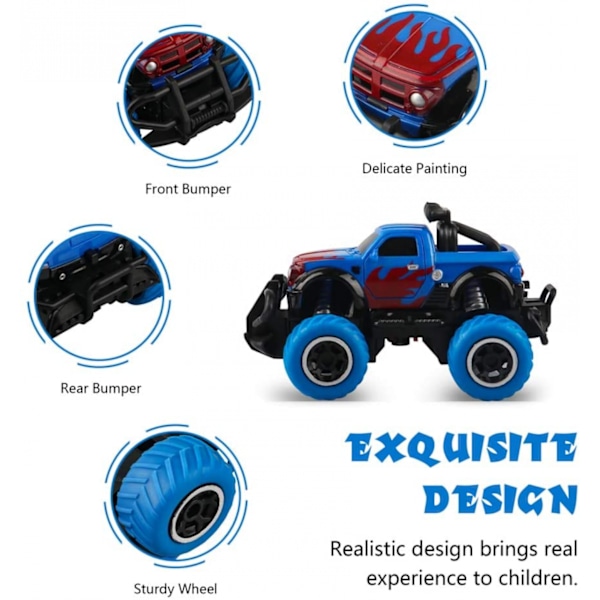 Taaperoiden lelut 4-5-vuotiaille pojille RC-auto Kauko-ohjattavat kuorma-autot 3-4-vuotiaille lapsille, syntymäpäivälahjat Esikoululelut Autot RWD 1/43 mittakaava (sininen RAM)