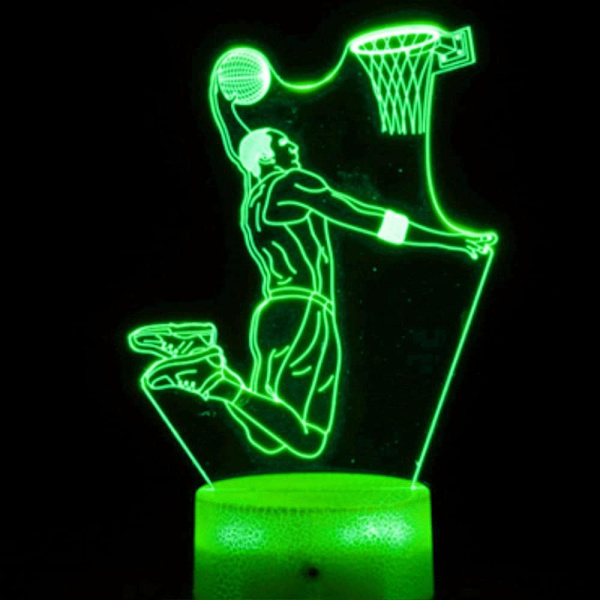 WJ 3D Basketbollspelare Nattlampa Illusion 7 Färgförändrande Touch Switch Bordslampa Dekorationslampor Present med Akryl Flat ABS Bas
