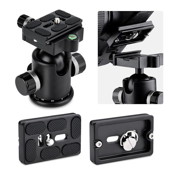 Mefury DSLR-kamerastativ kulled 360 graders roterande för Monopod Slider Silver
