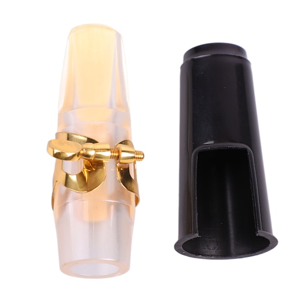 Alto Saxophone Mouthpiece Kit Transparent Plastic Gold Ligature Black Cap E Flat Sax Instrument Accessories