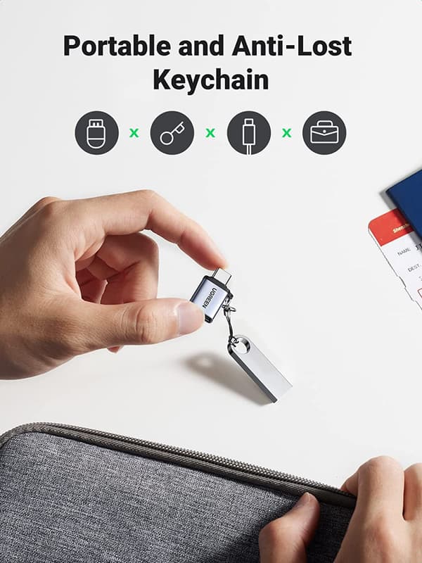 USB-C - USB-sovitin 3.0  USB-C uros - USB naarin sovitin OTG Type C sovitin MacBook Pro:lle  MacBook Air:lle  Samsung-kannettavalle  Harmaa