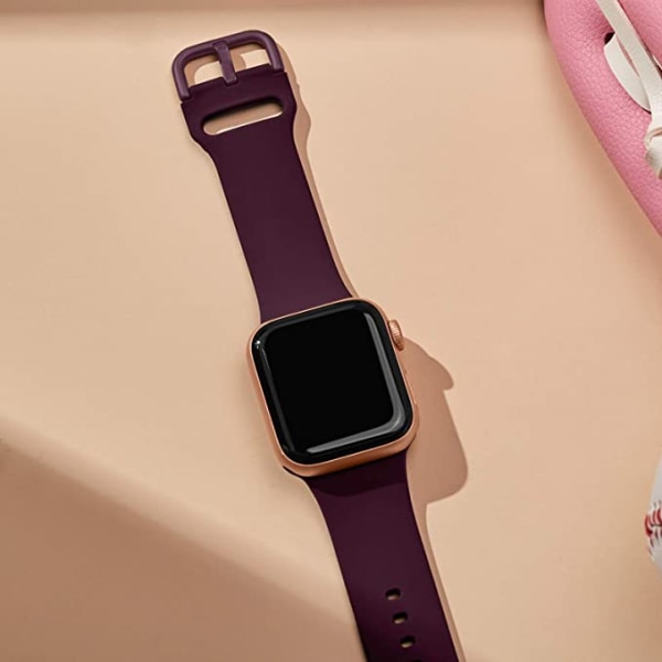 Apple Watch -rem i mjuk silikon Sportarmbandsersättningsrem, lämplig för hela serien av Iwatch（ Wine Red 42/44/45mm）