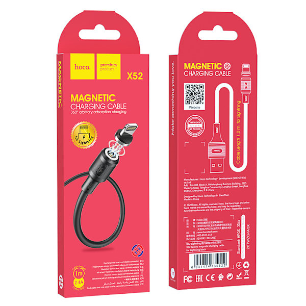 hoco. X52 magneettinen latauskaapeli iPhone 12:lle, universaali pyöreäpäinen latauskaapeli matkapuhelimille