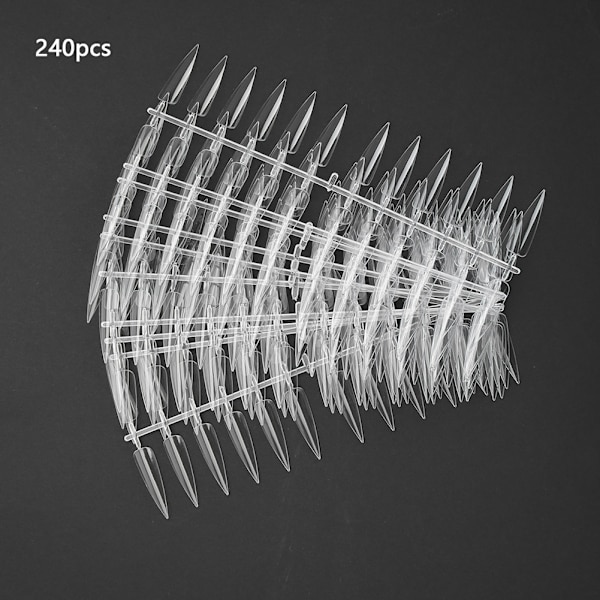 240PCS Fällbara platta bakspetsade nagelspetsar Manikyr färgdisplay övningsverktyg (transparent)
