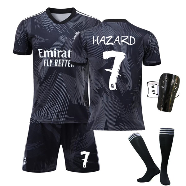 Real Madrid 120-årsjubileums fotbollströja set 2022-2023, med strumpor och skyddsutrustning - nr 7 HAZARD#28 No.7 HAZARD #28