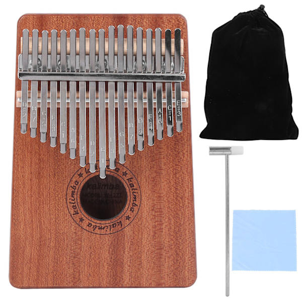 17-Tone Kalimba Bærbar Sapele Tommelfingerklaver med Hammer Begynder Musikinstrument
