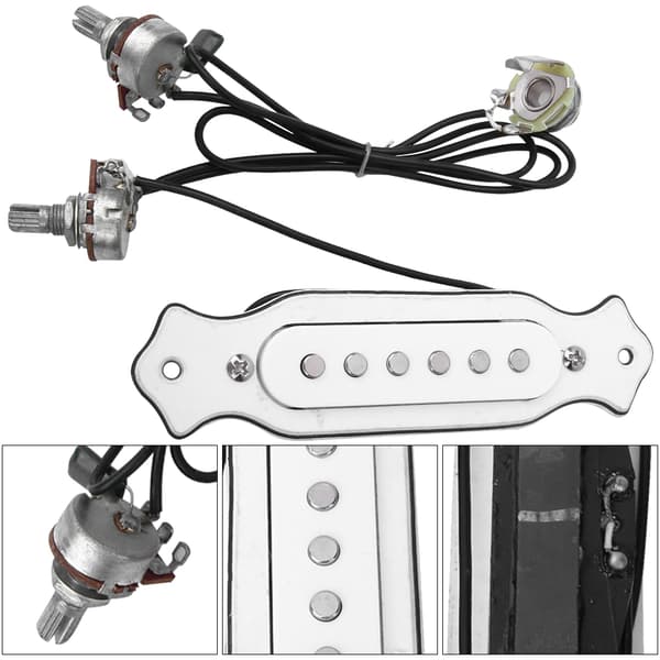 6 Strängar Pickup Krets ABS Hölje Ljudhål Magnetisk för Akustisk Elgitarr(Vit)