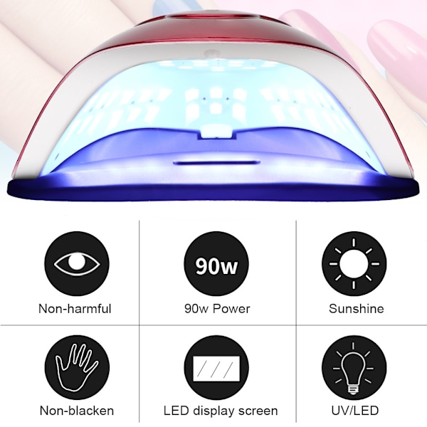 90W Profesjonell LED UV Gel Neglelakk Tørkelampe Fashion Negleherdende Maskin