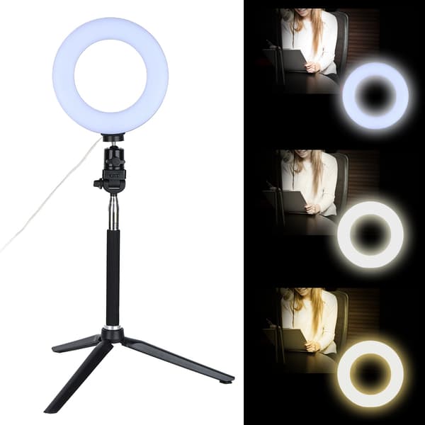 6 tommer ringlys dæmpbar LED-fyldlys med stativ til video live kamera makeup