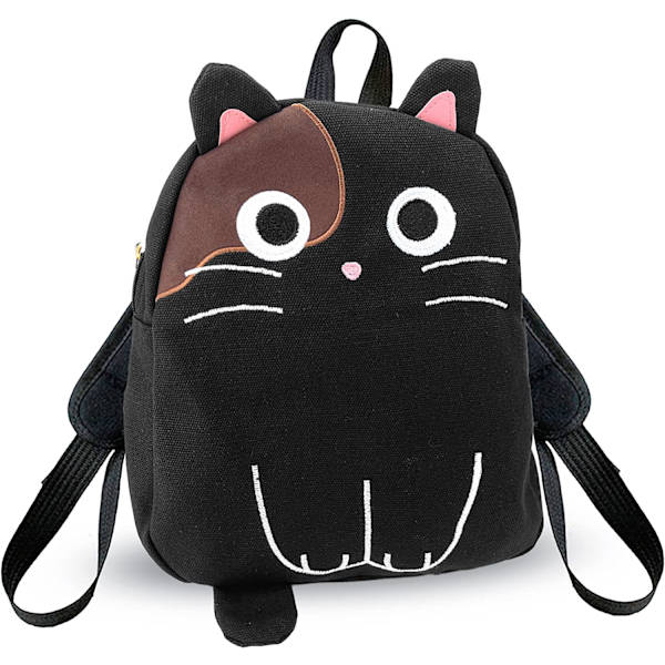 Svart katt-ryggsäck för flickor, miniväska, plånbok, Kawaii Y2k, barn, 3 år, kattöron (ångad kattöronformad bröd) ryggsäck + (svart)