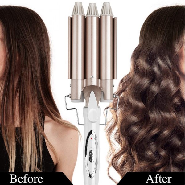 Hair Waver 3 Barrel Curling Wand - Hårrullare för långt hår 25 mm med 2 temperaturkontroll 30s