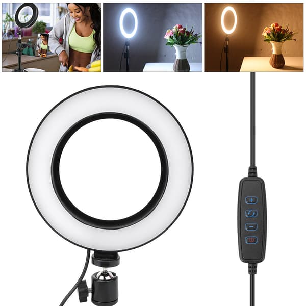 6 tommer USB LED Video Lys Dæmpbar Ringlampe til Fotografering Selfie Live Studio