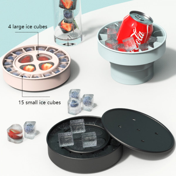 Silikon isform med lock, hopfällbar ishink, enkel att frigöra 19 rutnät ismaskin (svart)