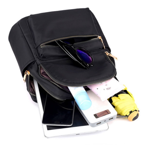 Damryggsäck, liten nylon för kvinnor lätt miniryggsäcksplånbok resedagväska (svart)