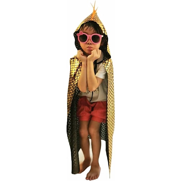 Dinosaur Kostumer Grøn Drage Kappe Halloween Klæd Ud Tøj 3-8 År Gammel Hooded Golden Cloak