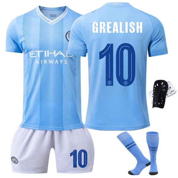 Manchester City fotballdraktsett med sokker og beskyttelsesutstyr, Champions League-utgave 23/24 10 GREALISH XL