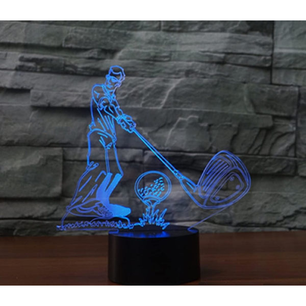 WJ 3D Play Golf Fjernbetjening 16 Farve Natlys Illusion Akryl LED Bordlampe Sengelampe Børns Soveværelse Skrivebord Dekoration Fødselsdagsgaver Legetøj til Børn