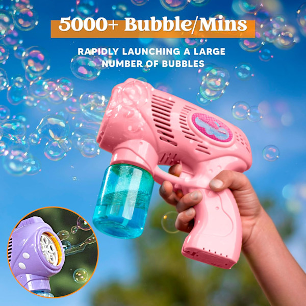JOYIN Bubble Gun för Barn, med Flaskor Påfyllningslösning, Bubble Machine Gun för Småbarn 1-3 Barn 4-8, Party Favors, Sommarleksak, Utomhus red