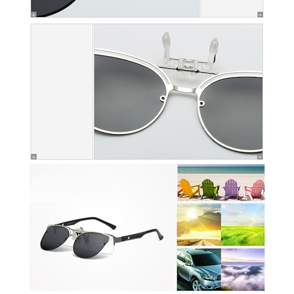 Clip-on solbriller - Polariseret clip-on solbriller med flip-up funktion, der passer over briller med UV-beskyttelse Clip-on solbriller til kørsel, fiskeri og udendørs-