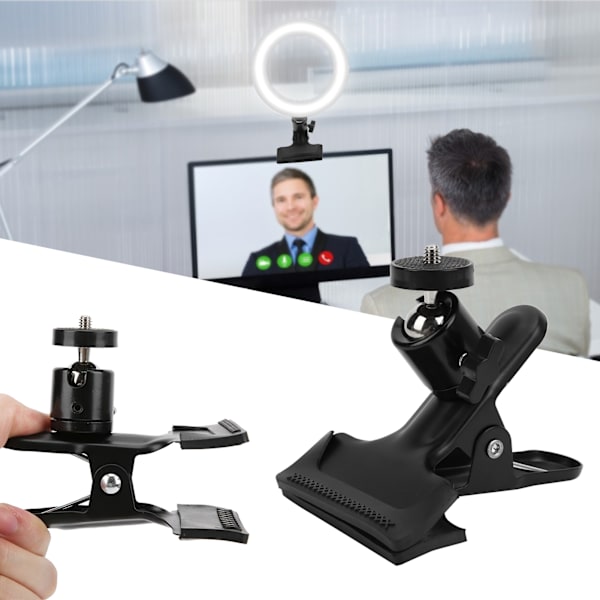 Tripod-kameraklämmafäste med 360 graders roterande kulhuvud 1/4 tum skruv för bärbar dator