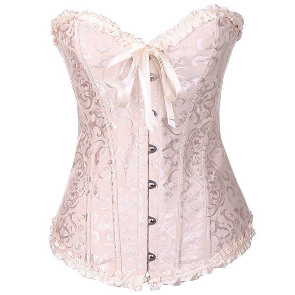 Womens Waist Cincher Lace up Boned Basque Corset Shapewear-Pink(M)