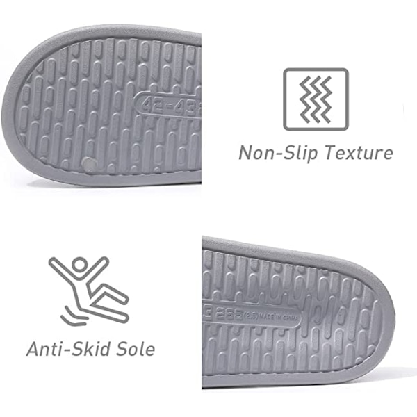 Pudeslippers til kvinder og mænd Cloud Slippers skridsikre hurtigtørrende badeværelses- og brusebadsslippers, åben tå bløde tykke slippers (grå)