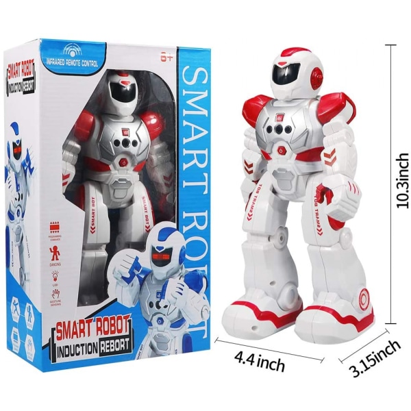 Fjärrkontrollrobot för barn, intelligent programmerbar robot med infraröd kontroll leksaker, dans, sång, månvandring och LED-ögon, geststyrning