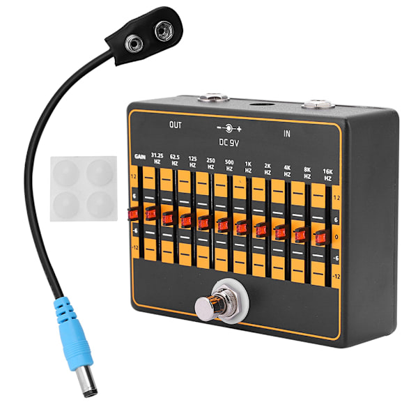 10-bands equalizer effektpedal med kabel för gitarrbastillbehör
