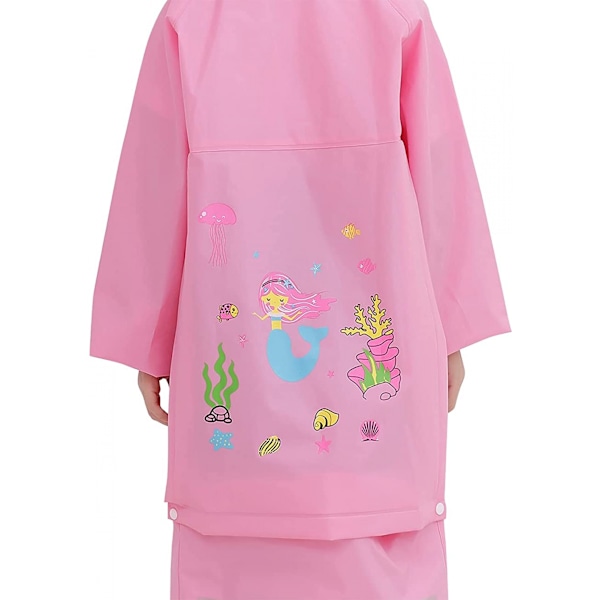 Barnregnrock Barnponcho Barnregnjacka Barnregndräkt Lätt Regnkläder Reflekterande Återanvändbar med Huva, Sjöjungfru, 3XL