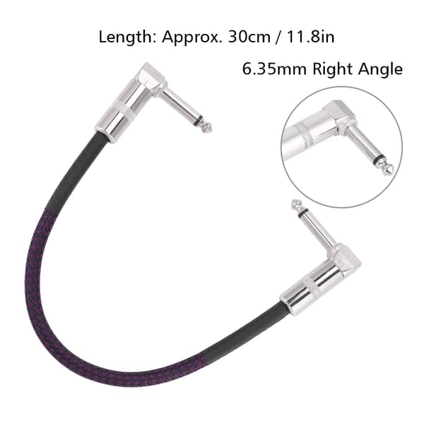 6 stk. 30 cm guitar effektpedal patchkabel ledning 1/4\" vinkel stik
