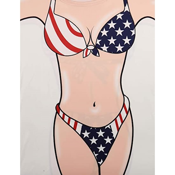 Kvinde Bikini Skjorte Cover Up Kortærmet Sød Bikini Print Cover-Up Baggy T-Shirt Kjole Sjov Wear, Flag, M