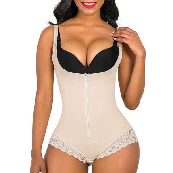 Shapewear for Women Tummy Control Body Shaper Zipper Open Bust Bodysuit --- Complexion（Size 4XL）