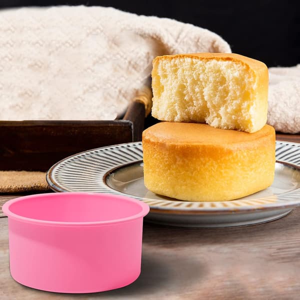 Silikon Mini Runde Kageforme, 4 Tommer, Pink, Sæt af 6 Pink