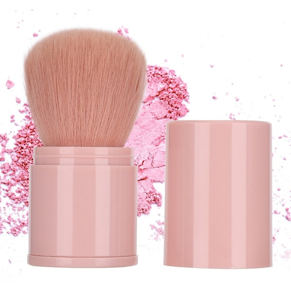 Retractable Makeup Brush Blush Powder Foundation Cosmetic Brush Women Beauty Tool (Pink)