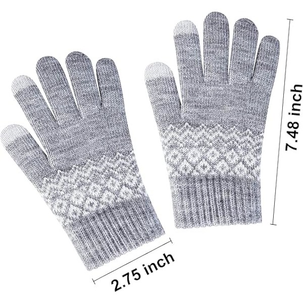 2 Par Dam Vinter Touchscreen-Vantar Varma Stickade Termiska Vantar Tjocka Plysch Foder Handleds Vantar Touchscreen för Smartphone