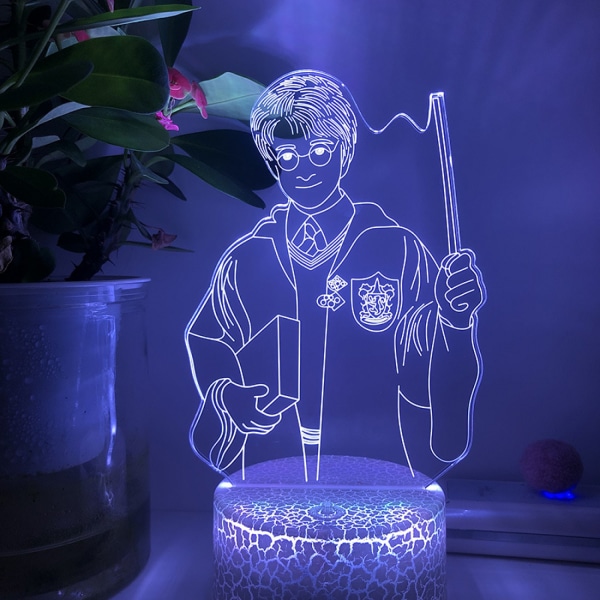 Qinwei Magic Academy Harry Potter Nattljus 3D LED Illusionslampa för dekorativ lampa i barnens sovrum -- Mönster M（Crack Seat）