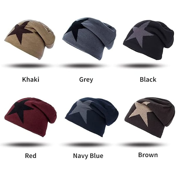 Y2k Hue Beanie Hat Grunge Tilbehør Vintage Goth Grafik Hue Beanies Vinter Varme Strikkede Huer til Mænd Kvinder navy blue