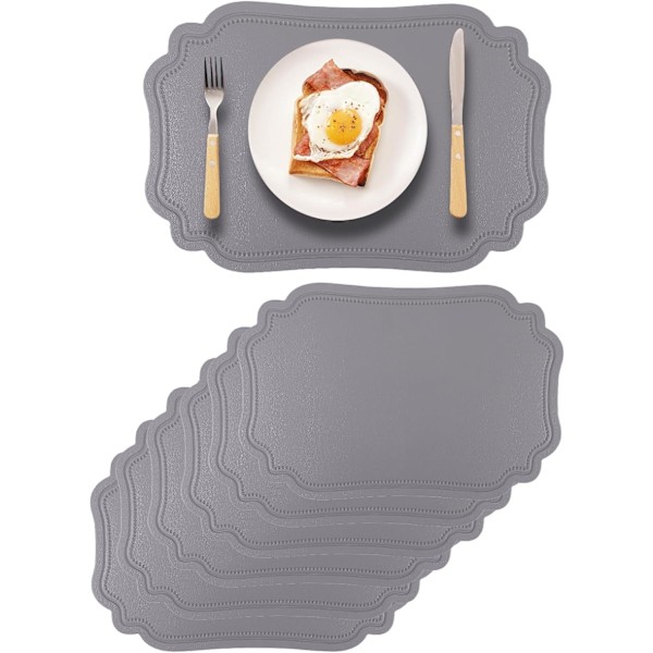 Keinonahkaiset tablettien setti 6 kpl, pyyhittävät harmaat ja pinkit, käännettävät, lämmönkestävät, liukumattomat, vedenpitävät, ympäristöystävälliset Grey Pink Large